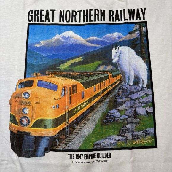 Vintage Great Northern Railway White Graphic T-Shirt Mens XL Oneita 100% Cotton - Picture 2 of 8